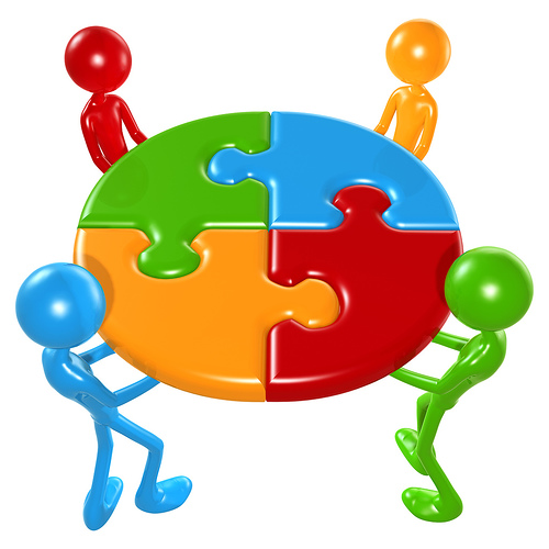 Working Together Teamwork Puzzle Concept Working Together Teamwork Puzzle Concept
